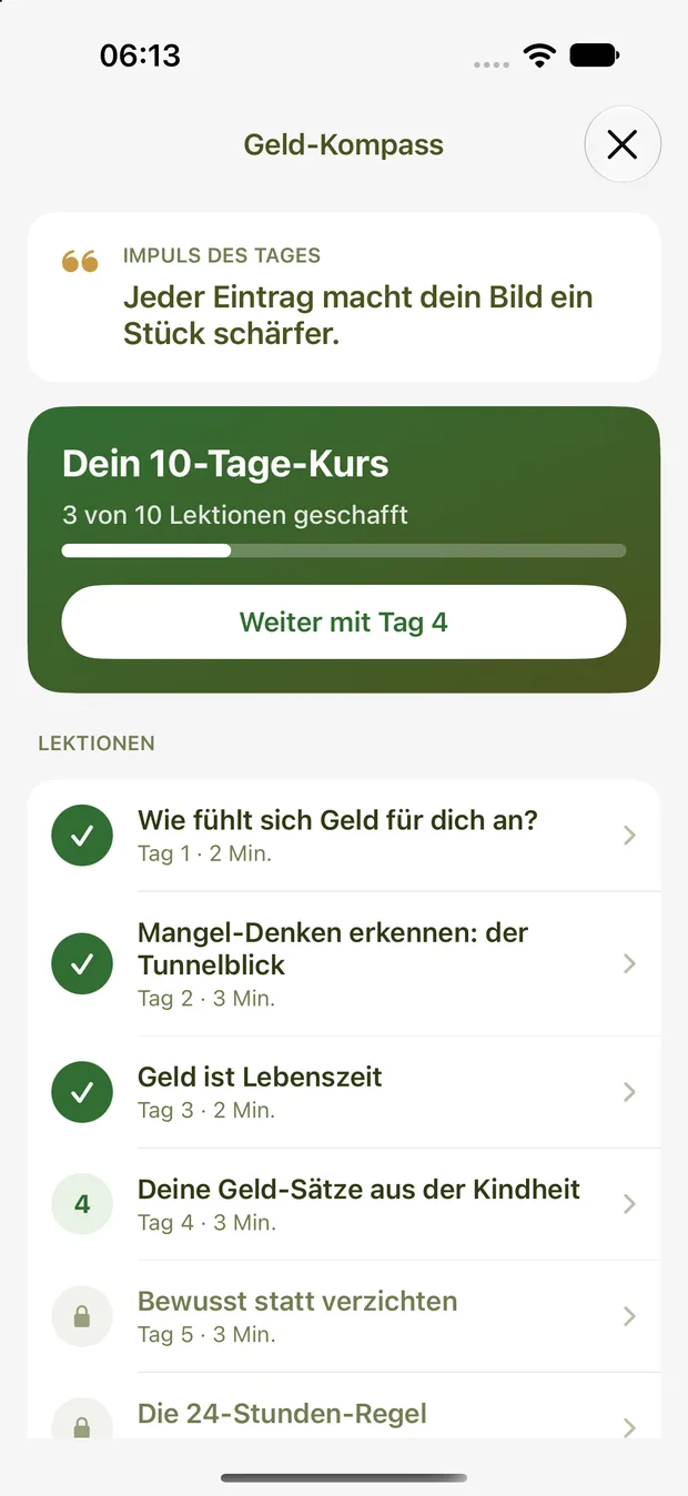 Geld-Kompass: Impuls des Tages und 10-Tage-Kurs