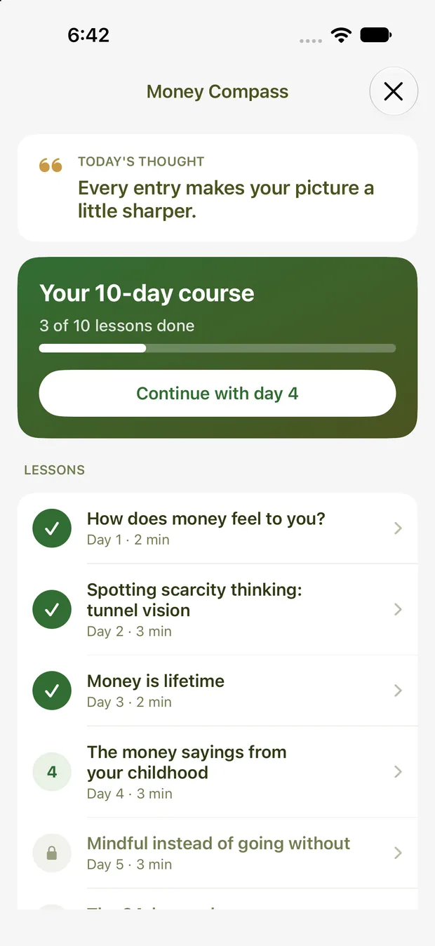 Money Compass: today’s thought and the 10-day course