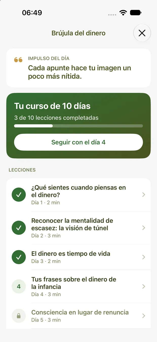 Brújula del dinero: impulso del día y curso de 10 días