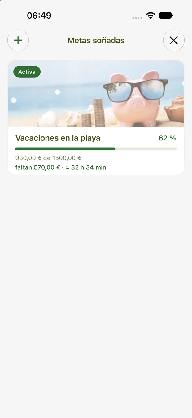 Meta soñada con su progreso