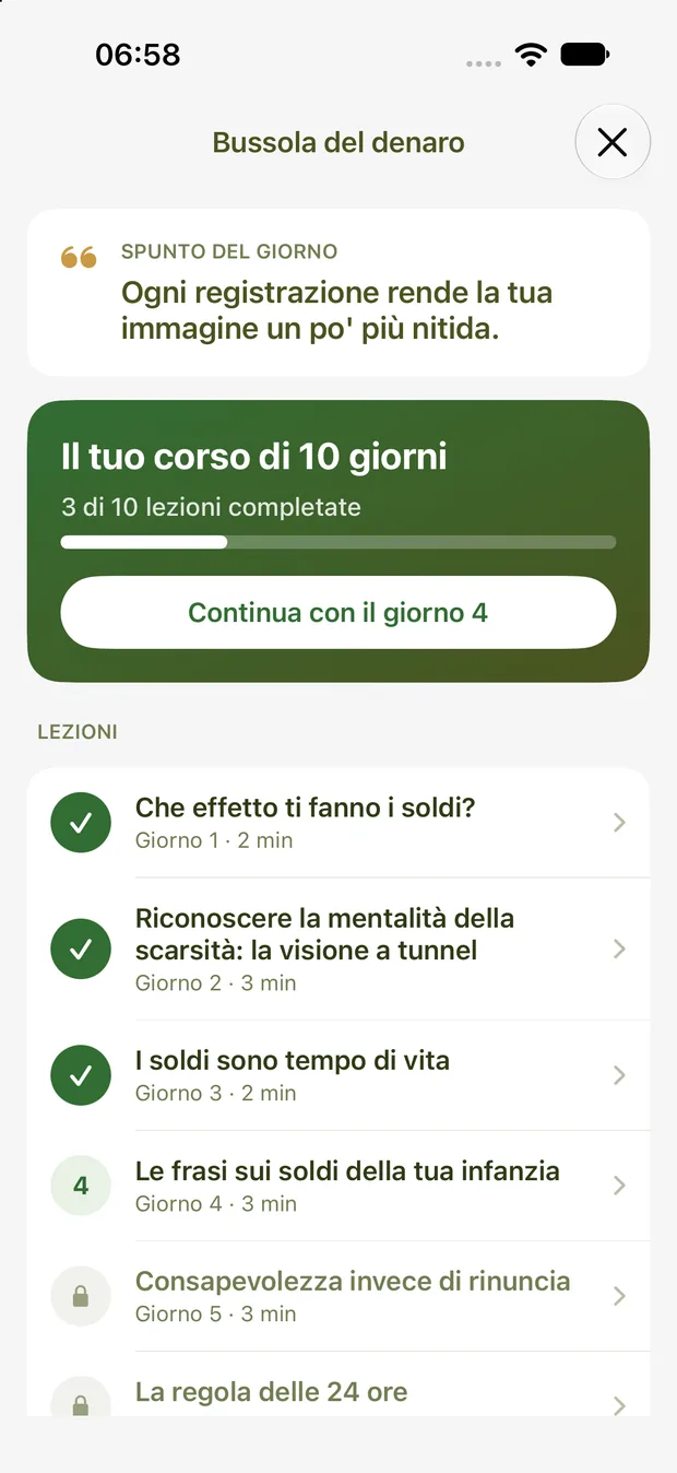 Bussola del denaro: spunto del giorno e corso di 10 giorni