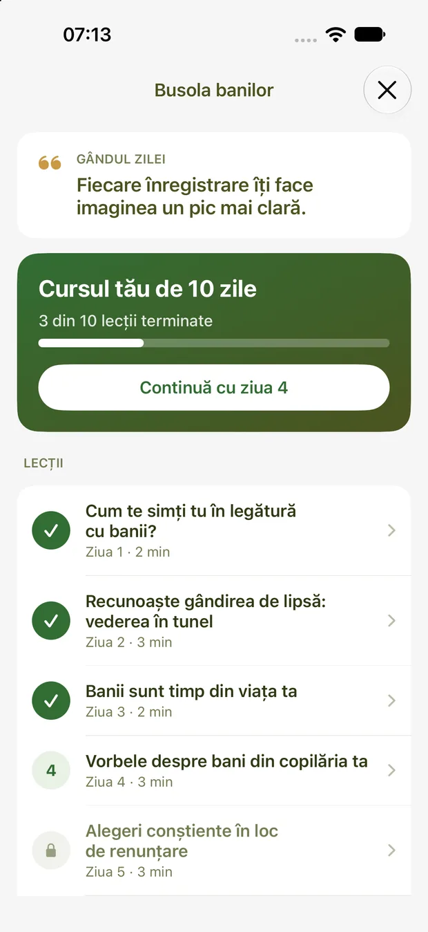 Busola banilor: gândul zilei și cursul de 10 zile